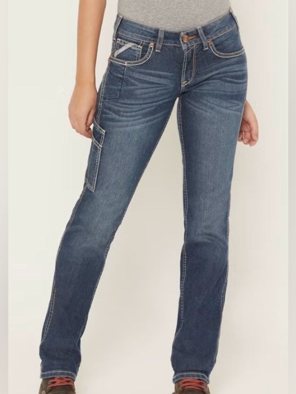 Ariat Women's Rebar Mid-Rise Nightride Riveter Work Straight Leg Jeans Sz 31S
